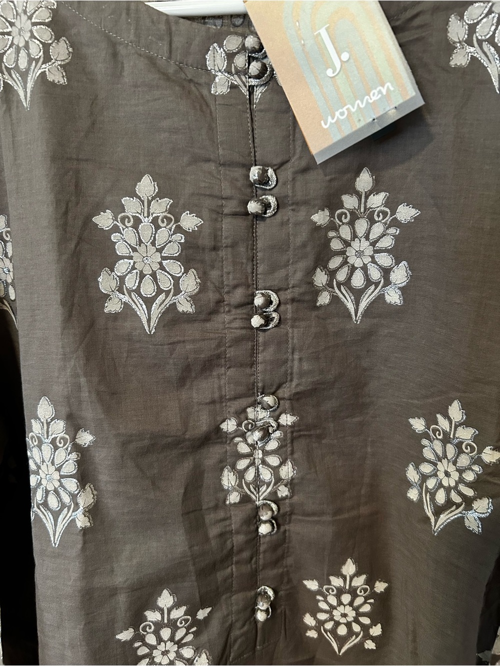 Pakistani Grey&silver Block Printed 3 pc Suit for Women in Size 16 by J.Pret - Picture 2 of 8